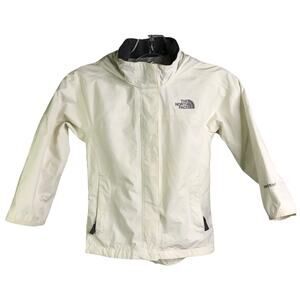 The North‎ Face Jacket Girls Kids XS White Waterproof Shell Hyvent Hooded